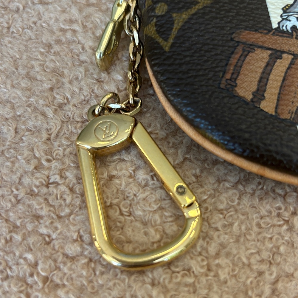 Louis Vuitton Groom Monogram Round Coin Pouch with Orange & Cream Stripes - Picture 3 of 9
